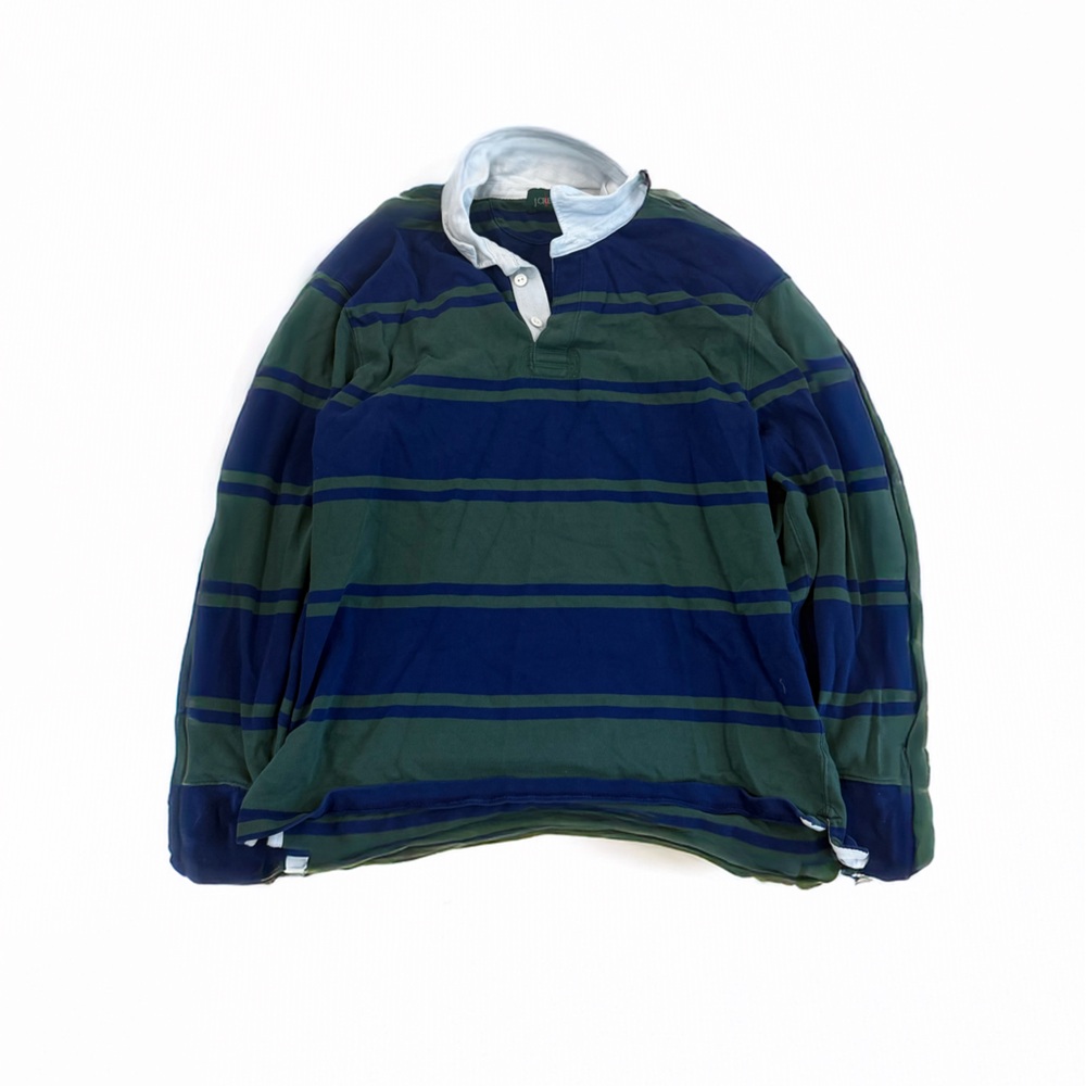J. Crew Striped Green and Blue Rugby Shirt
